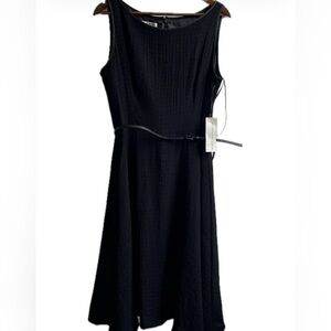 Evan Picone Black Sleeveless Dress with Belt